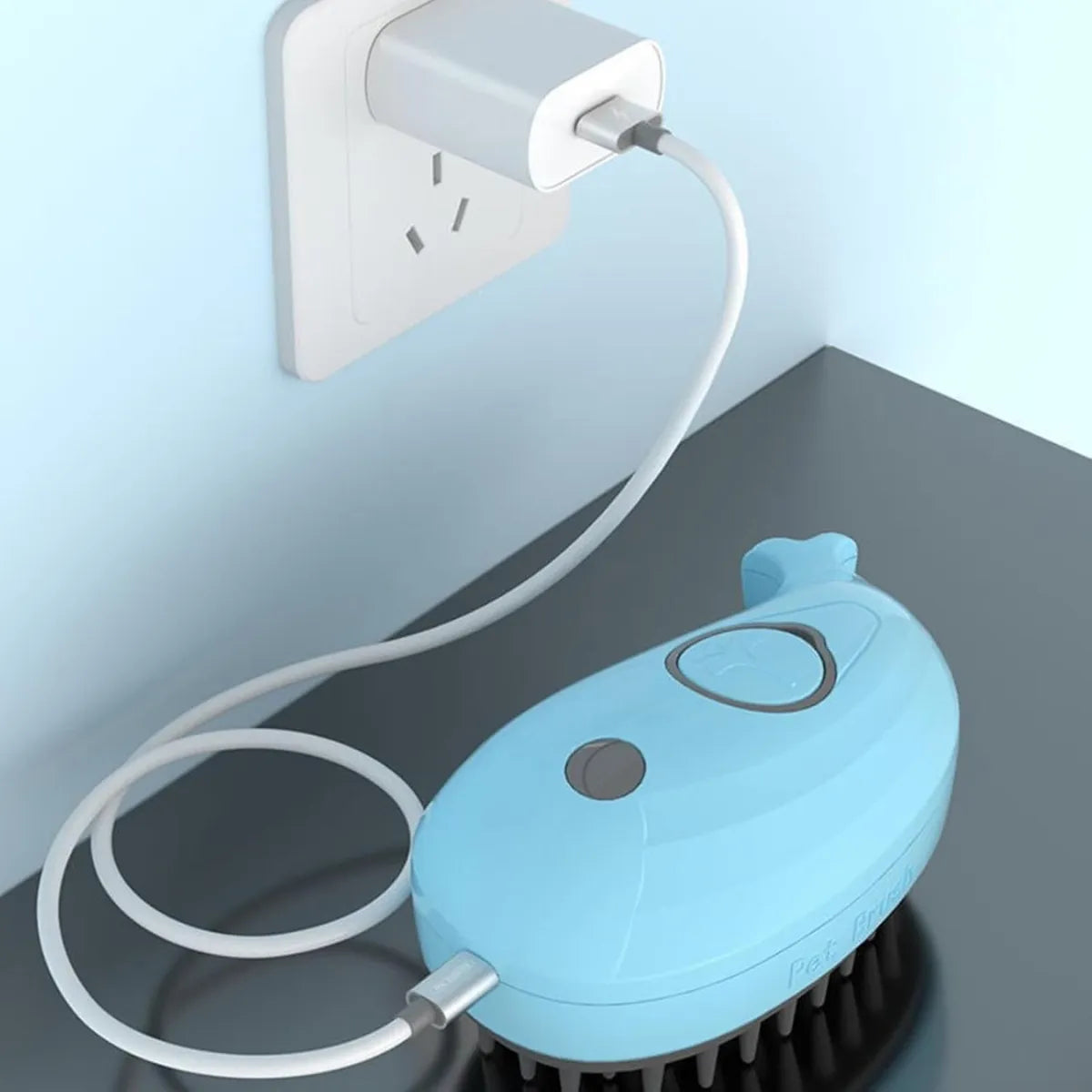 Pack Cepillo Mascotas Celeste Y Cepillo Quitapelusas