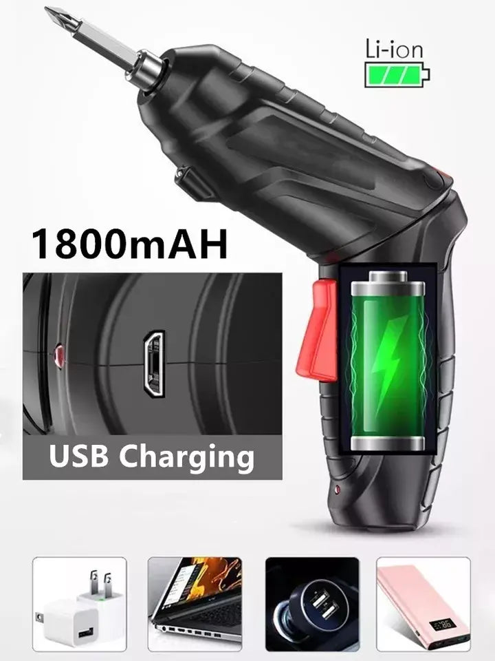 Destornillador Inalámbrico 4.8V con 47 Piezas – Herramienta Versátil para Todo Tipo de Trabajos